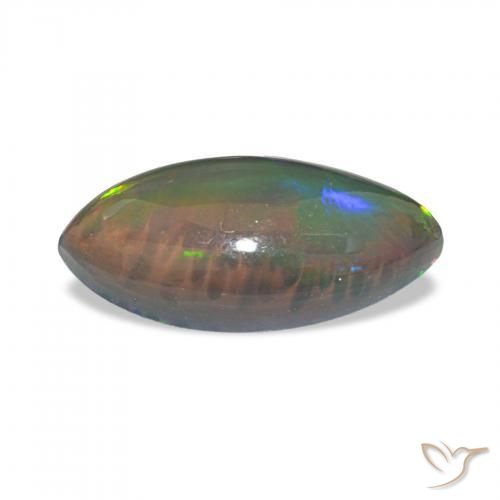 Ópalo negro Multicolor natural de 3.55 ct, Marquesa, Opaco