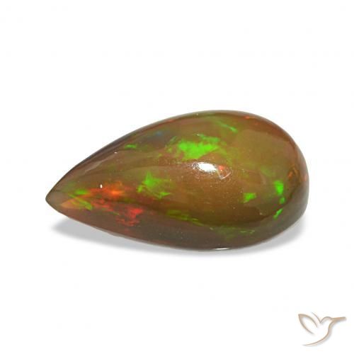 Ópalo negro Multicolor natural de 4.12 ct, En forma de pera, Opaco