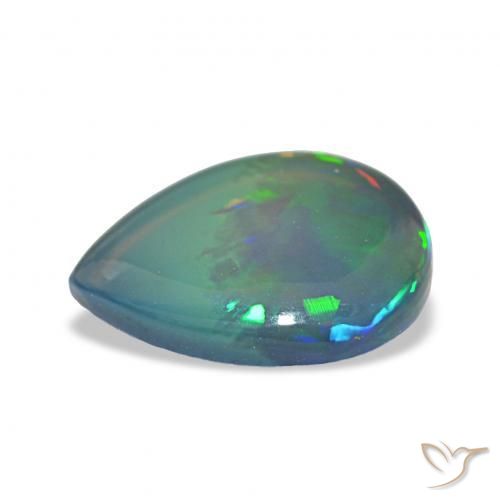 Ópalo negro Multicolor natural de 3.26 ct, En forma de pera, Opaco