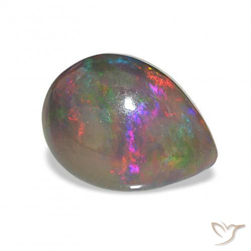 Ópalo negro Multicolor natural de 2.65 ct, En forma de pera, Opaco