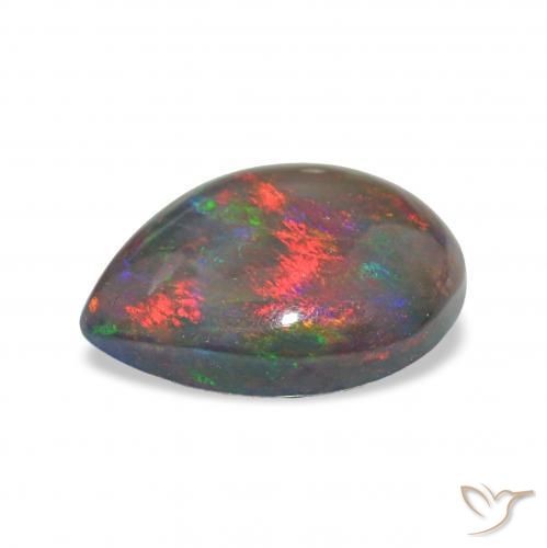 Ópalo negro Multicolor natural de 2.65 ct, En forma de pera, Opaco
