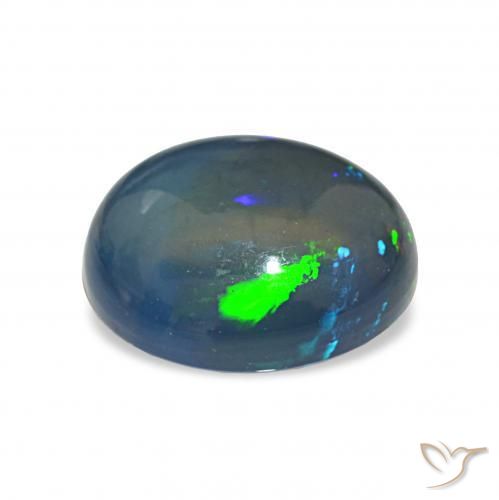 Ópalo negro Multicolor natural de 4.13 ct, Ovalada, Opaco