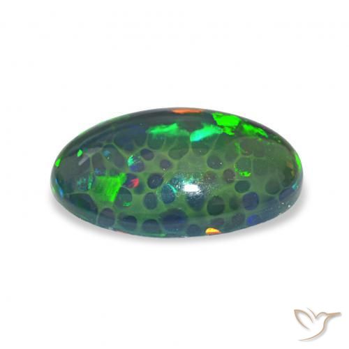 Ópalo negro Multicolor natural de 2.64 ct, Ovalada, Opaco