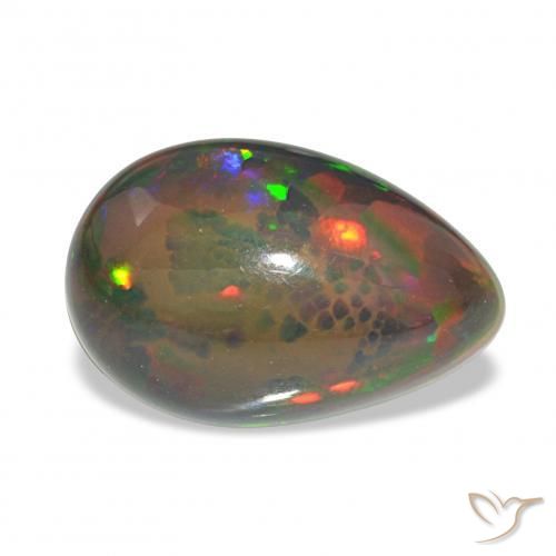 Ópalo negro Multicolor natural de 3.78 ct, En forma de pera, Opaco