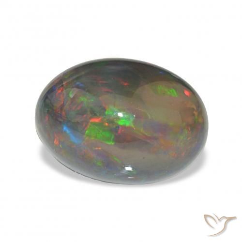Ópalo negro Multicolor natural de 3.96 ct, Ovalada, Opaco