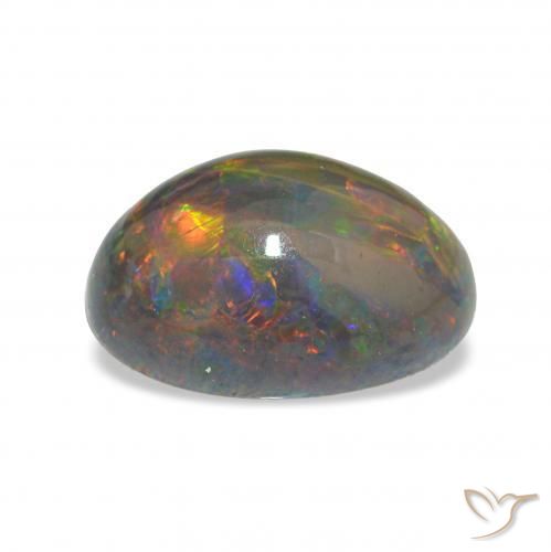 Ópalo negro Multicolor natural de 3.96 ct, Ovalada, Opaco