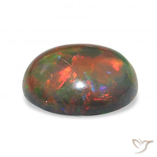 Ópalo negro Multicolor natural de 2.90 ct, Ovalada, Opaco
