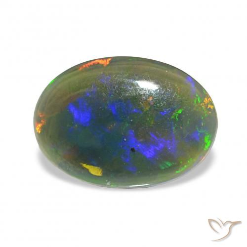 1.61ct Multicolor Ópalo negro, Ovalada, Opaco