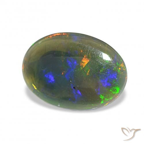 Ópalo negro Multicolor natural de 1.61 ct, Ovalada, Opaco