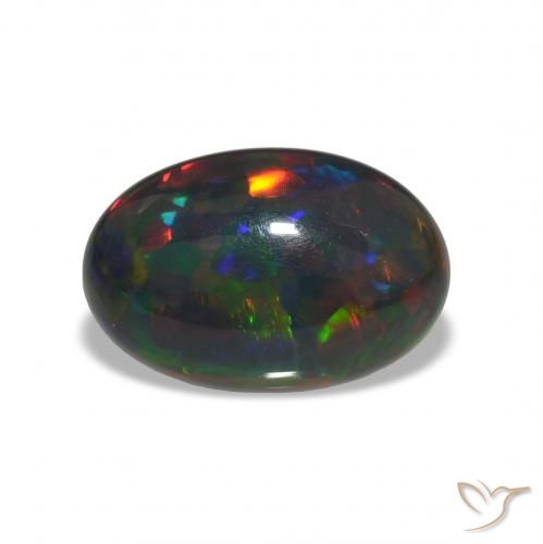Ópalo negro Multicolor natural de 8.61 ct, Ovalada, Opaco