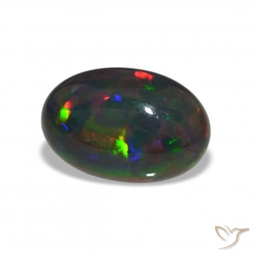 Ópalo negro Multicolor natural de 8.61 ct, Ovalada, Opaco