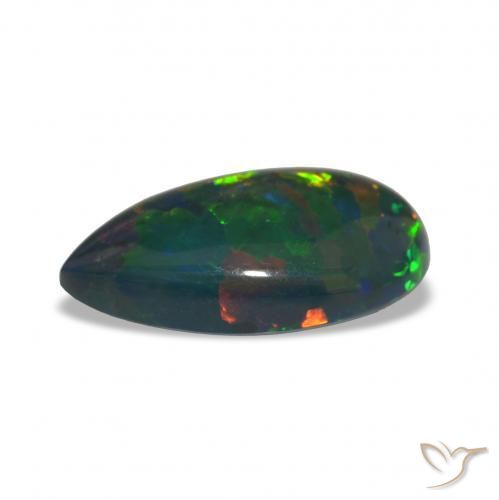 Ópalo negro Multicolor natural de 6.81 ct, En forma de pera, Opaco