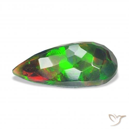 Ópalo negro Multicolor natural de 2.04 ct, En forma de pera, Opaco