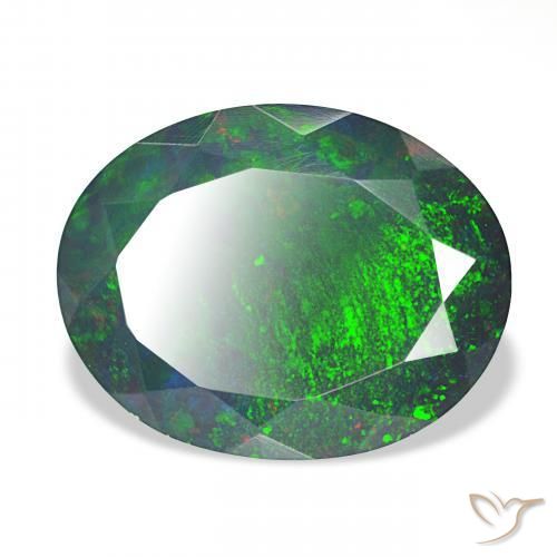 Ópalo negro Multicolor natural de 5.15 ct, Ovalada, Opaco