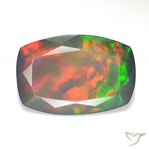 5.06ct Multicolor Ópalo negro, Forma Cojín, Opaco