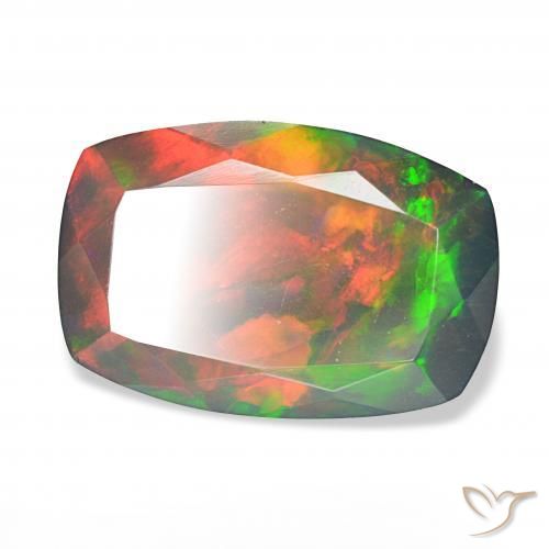 Ópalo negro Multicolor natural de 5.06 ct, Forma Cojín, Opaco