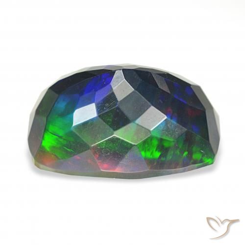 Ópalo negro Multicolor natural de 5.06 ct, Forma Cojín, Opaco