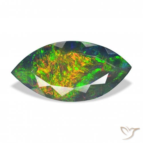 3.37ct Multicolor Ópalo negro, Marquesa, Opaco