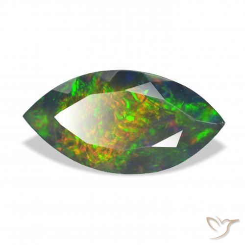 Ópalo negro Multicolor natural de 3.37 ct, Marquesa, Opaco