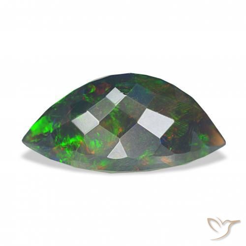 Ópalo negro Multicolor natural de 3.37 ct, Marquesa, Opaco