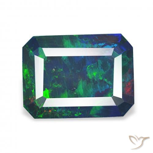 1.81ct Multicolor Ópalo negro, corte esmeralda, Opaco