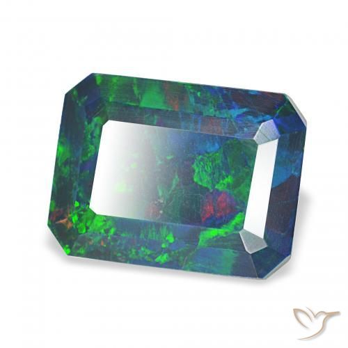 Ópalo negro Multicolor natural de 1.81 ct, Corte Octágono / Esmeralda, Opaco