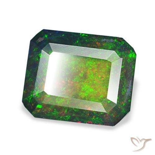Ópalo negro Multicolor natural de 2.23 ct, Corte Octágono / Esmeralda, Opaco