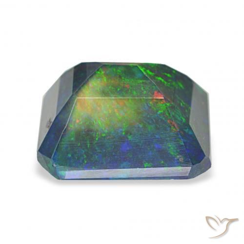 Ópalo negro Multicolor natural de 2.23 ct, Corte Octágono / Esmeralda, Opaco