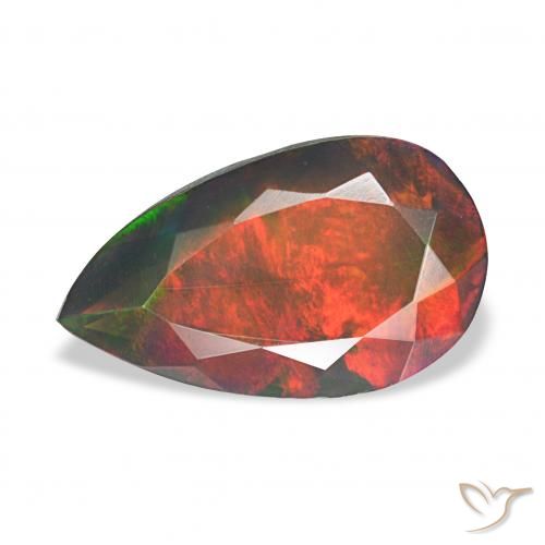 2.11ct Multicolor Ópalo negro, En forma de pera, Opaco