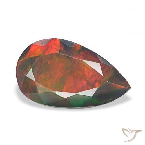 Ópalo negro Multicolor natural de 2.11 ct, En forma de pera, Opaco