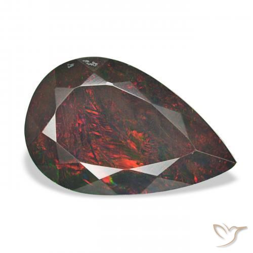 Ópalo negro Multicolor natural de 3.10 ct, En forma de pera, Opaco