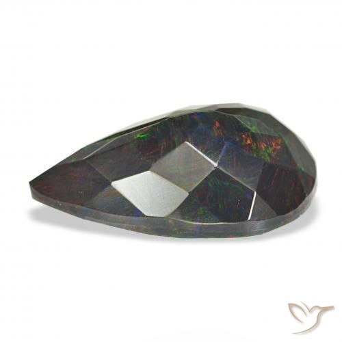 Ópalo negro Multicolor natural de 3.10 ct, En forma de pera, Opaco