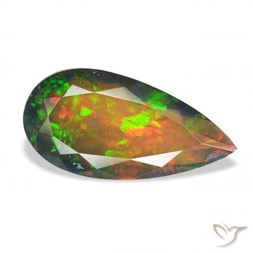 Ópalo negro Multicolor natural de 2.45 ct, En forma de pera, Opaco