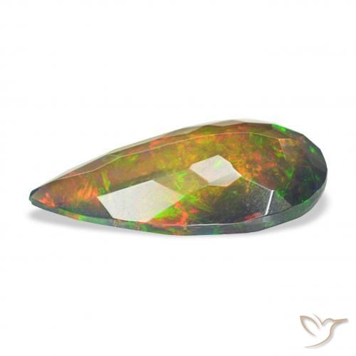 Ópalo negro Multicolor natural de 2.45 ct, En forma de pera, Opaco