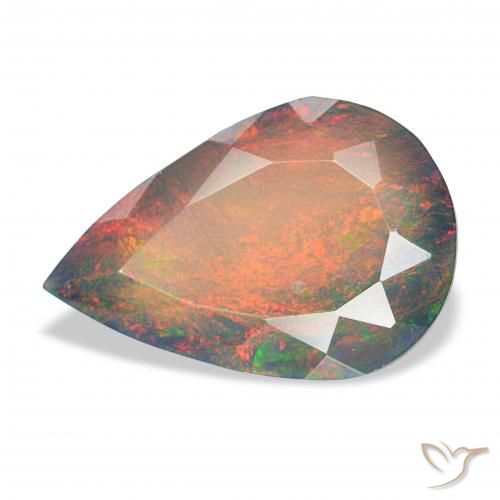 2.89ct Multicolor Ópalo negro, En forma de pera, Opaco