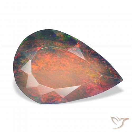 Ópalo negro Multicolor natural de 2.89 ct, En forma de pera, Opaco