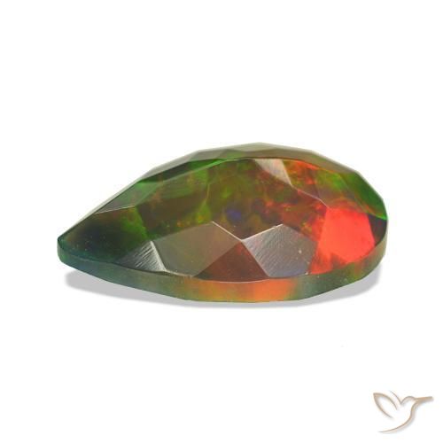 Ópalo negro Multicolor natural de 1.75 ct, En forma de pera, Opaco