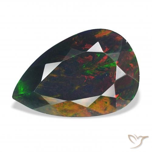 6.18ct Multicolor Ópalo negro, En forma de pera, Opaco