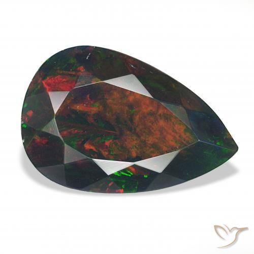 Ópalo negro Multicolor natural de 6.18 ct, En forma de pera, Opaco
