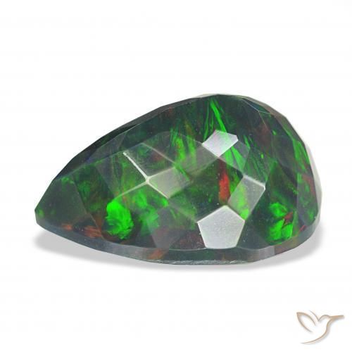 Ópalo negro Multicolor natural de 6.18 ct, En forma de pera, Opaco