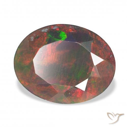 Ópalo negro Multicolor natural de 2.66 ct, Ovalada, Opaco
