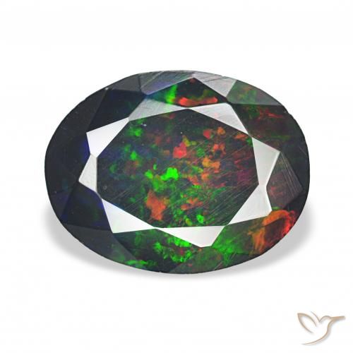 2.11ct Multicolor Ópalo negro, Ovalada, Opaco