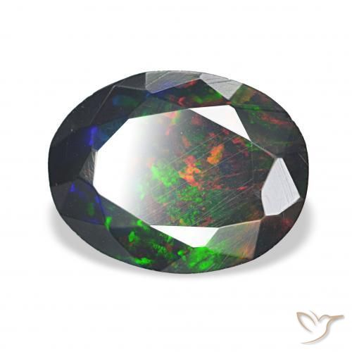 Ópalo negro Multicolor natural de 2.11 ct, Ovalada, Opaco