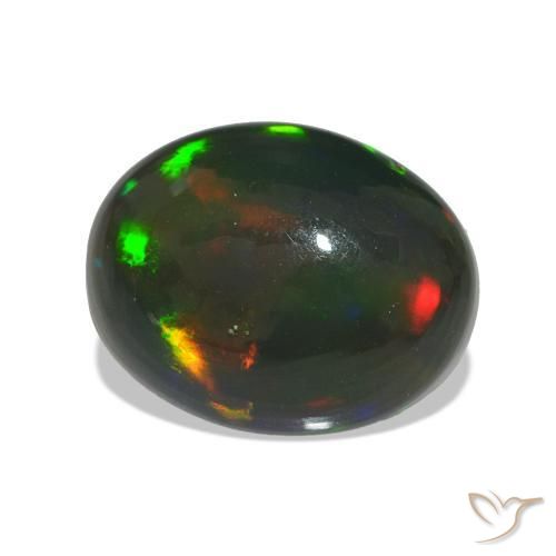 Ópalo negro Multicolor natural de 2.78 ct, Corte Óvalo, Translúcido