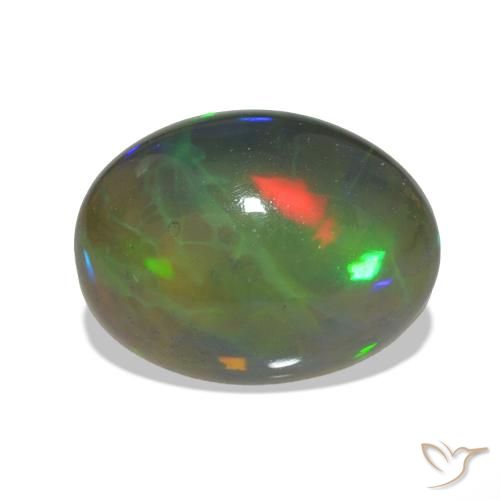 Ópalo negro Multicolor natural de 2.74 ct, Ovalada, Transparente