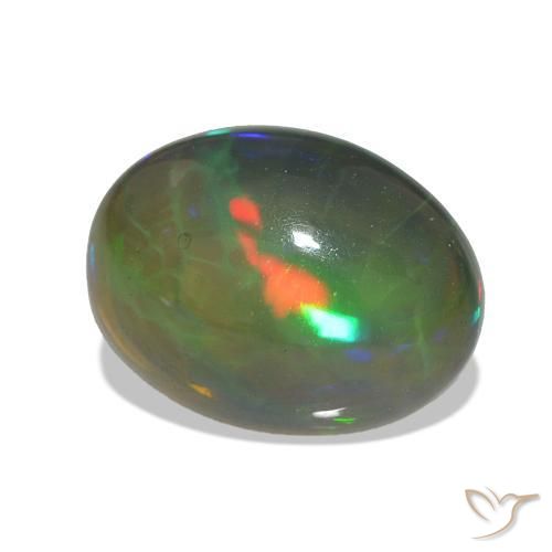 Ópalo negro Multicolor natural de 2.74 ct, Ovalada, Transparente