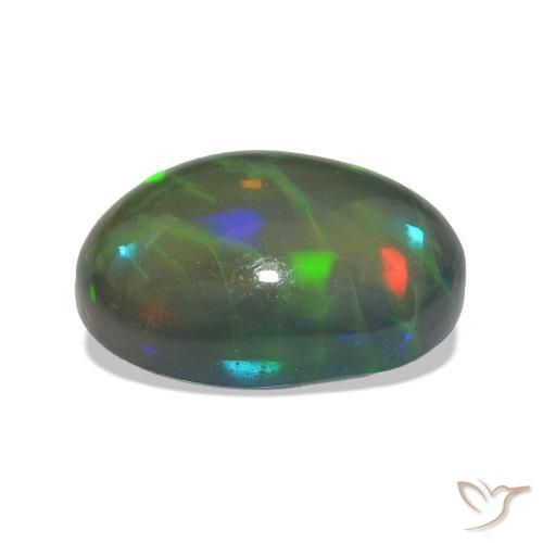 Ópalo negro Multicolor natural de 2.74 ct, Ovalada, Transparente