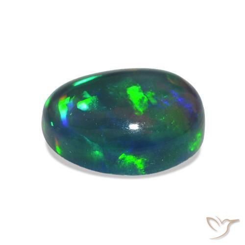 Ópalo negro Multicolor natural de 1.23 ct, Ovalada, Transparente