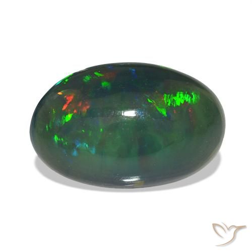 Ópalo negro Multicolor natural de 2.90 ct, Ovalada, Transparente