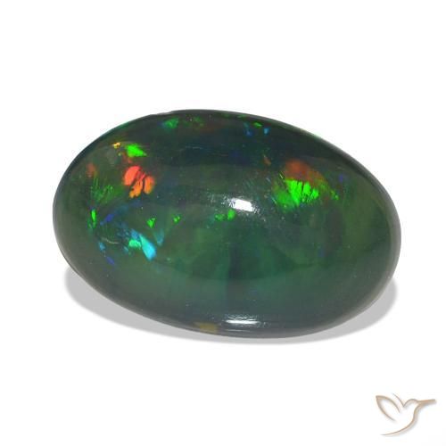 Ópalo negro Multicolor natural de 2.90 ct, Ovalada, Transparente